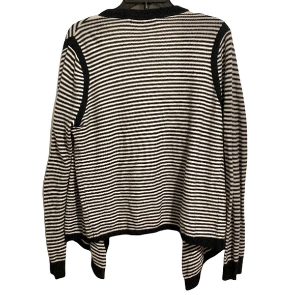ANN TAYLOR LOFT Black and White Striped Open Button Cardigan Womans Large - Picture 10 of 16